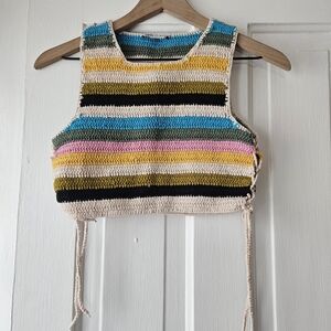 Zara Colorful Striped Knit Crop Top
